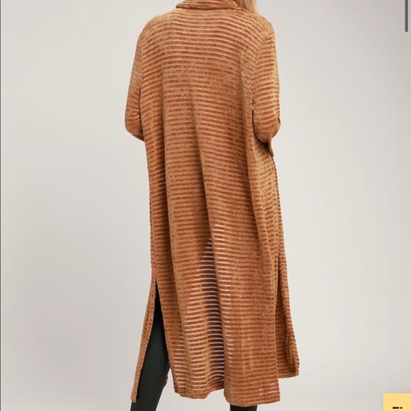 Lush Tressa Camel Chenille Striped Long Sweater - Picture 3 of 4